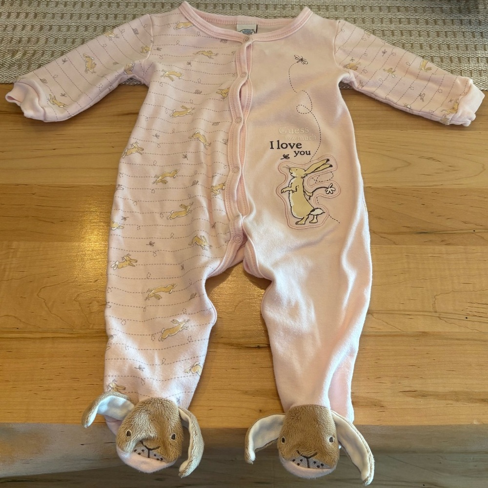 3 for $10 - Guess How Much I Love You Pink Baby One Piece with Bunny Design